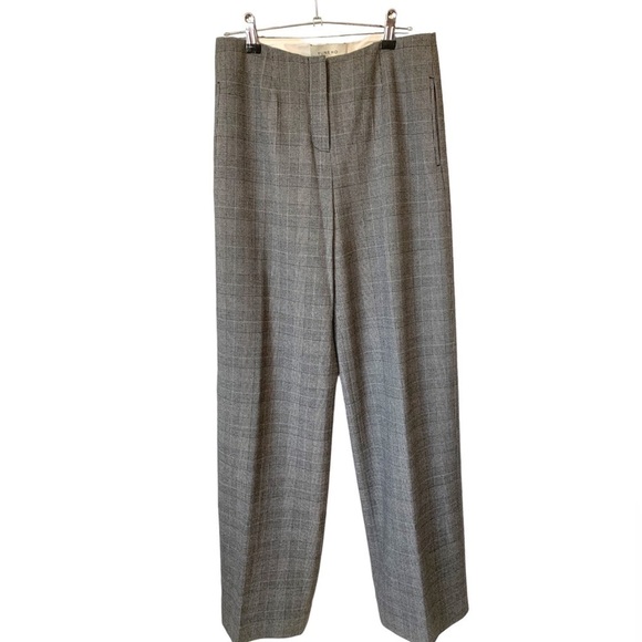 Yune Ho Gray Plaid Straight Leg Trouser Pants Size 36 - Picture 1 of 10